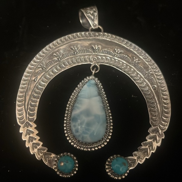 Sterling silver larimar pendant - Picture 2 of 3